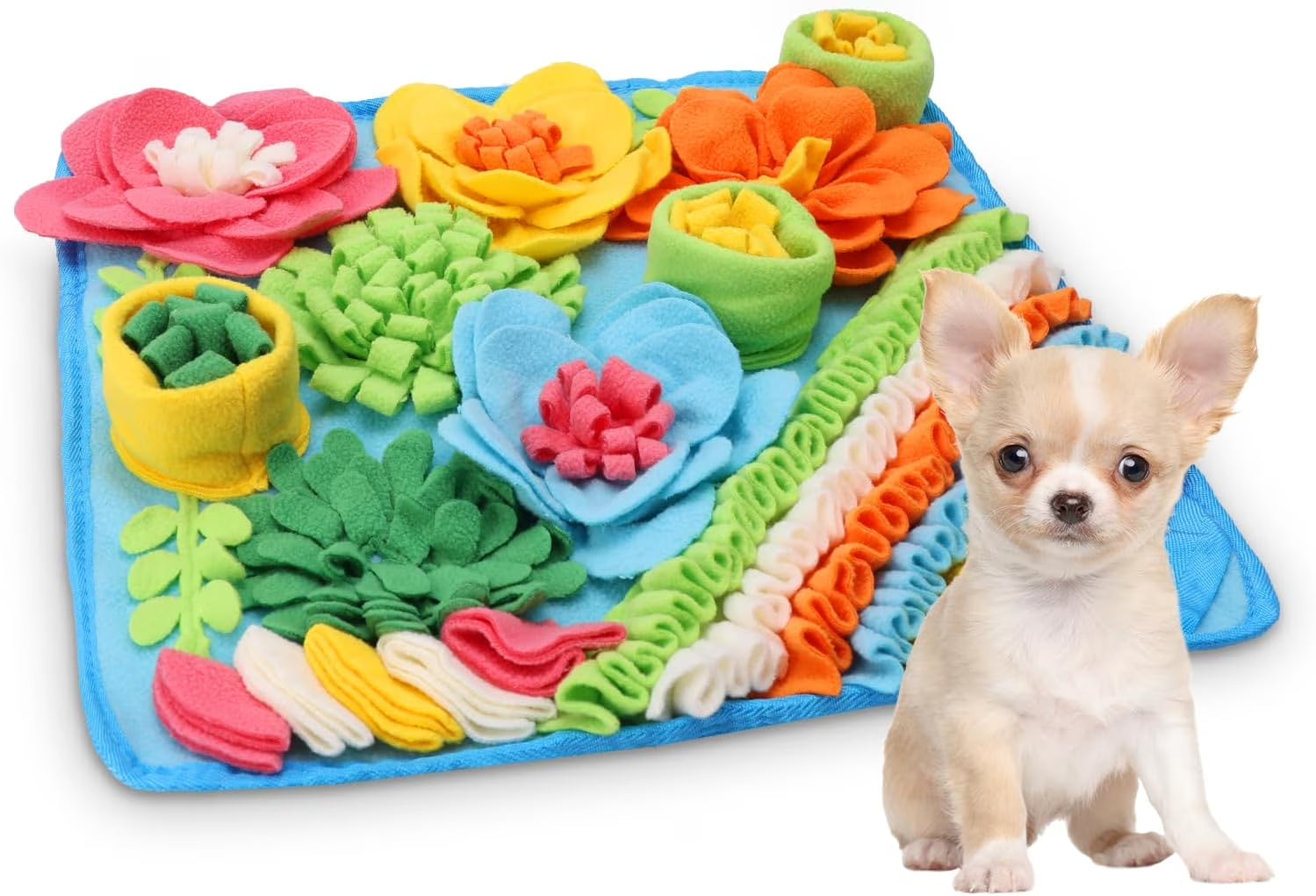 Snuffle Mat for Dogs, Interactive Sniff Mat Smell Training & Slow Eating for Mental Stimulation & Stress Relief, Encourages Natural Foraging Skills, Dog Puzzle Toys for Indoor & Outdoor, Blue
