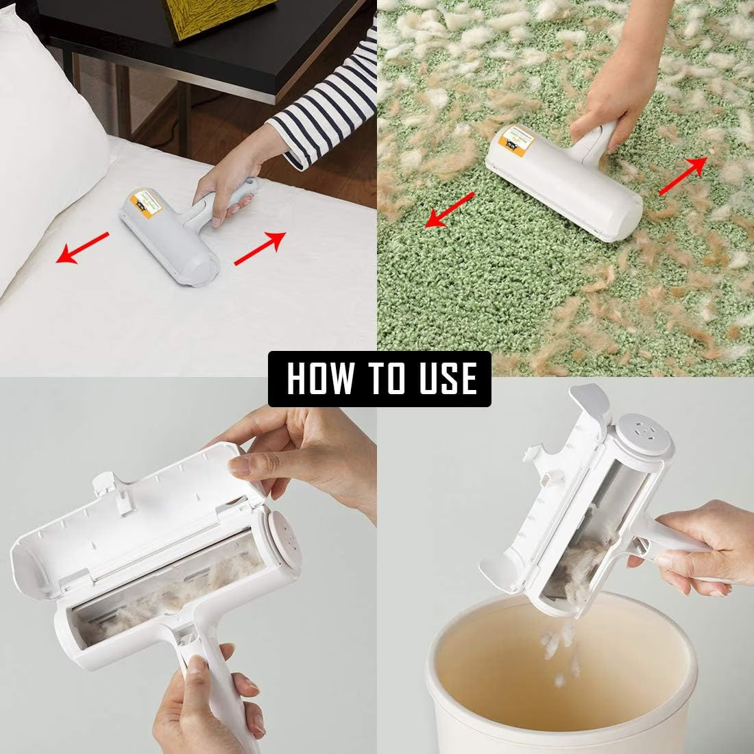 Reusable Pet Hair Remover Roller, Lint Fur Remover for Dogs and Cats, Self-Cleaning Lint Roller for Couch, Carpet, Bedding and Furniture